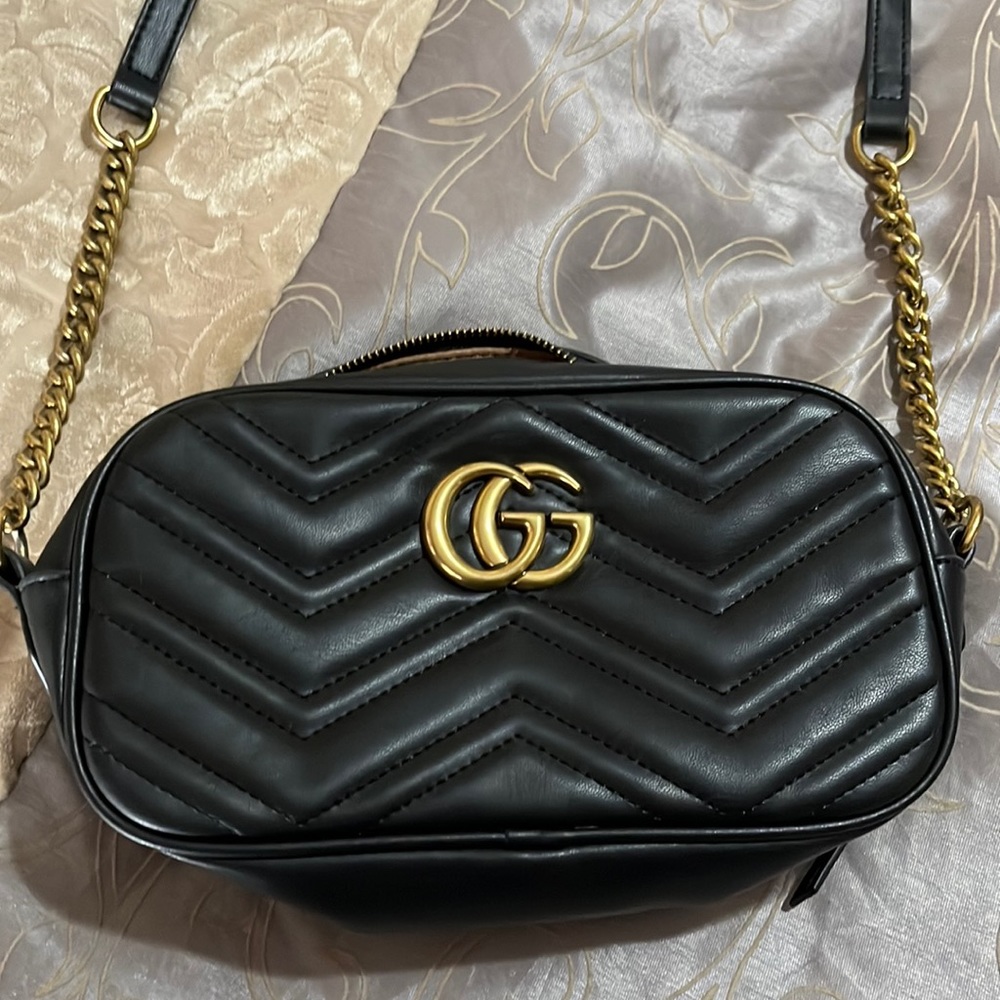 GG Inspired Black Marmont Shoulder Bag